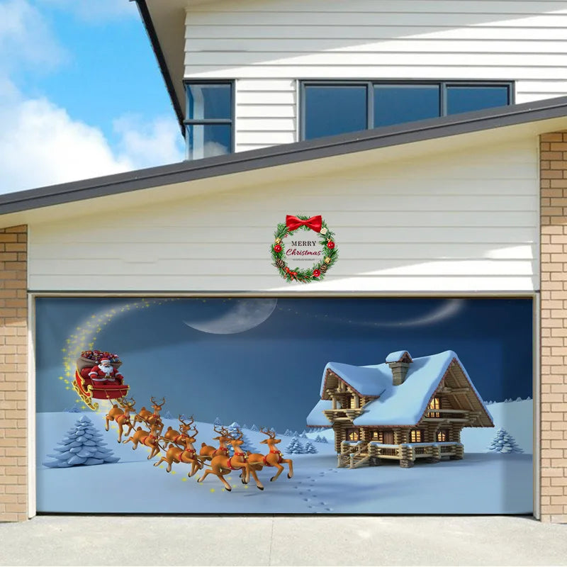 Umi Christmas Garage Door Cover Banner Large Christmas Background Hanging Garage Door Room Multi purpose Decor Christmas Poster