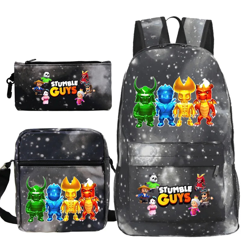 01-π Stumble Guys Zaino 3 pezzi β Scuola e tempo libero