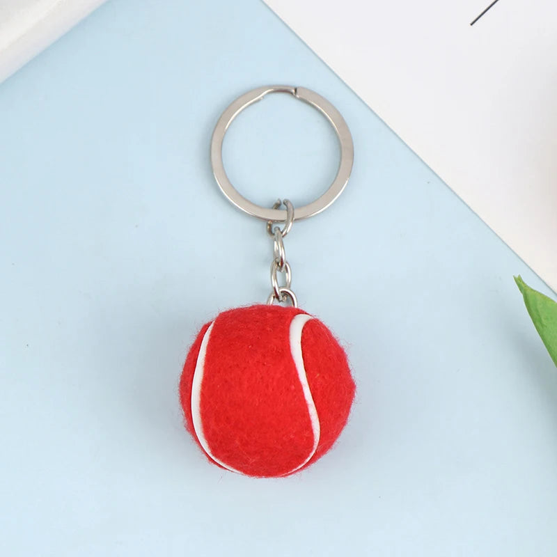 1PC Tennis Ball Key Chain Metal Keychain Car Key Chain Key Ring sports chain pendant Sport Ball Club Souvenir Teenager Fan Gift