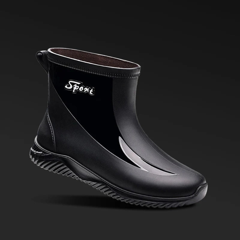 Stivali Winter Outdoors Rain Boots Mens Short Tube Outdoor Special Non-Slip Waterproof Velvet Warm Rubber Shoes Fishing Men's Rain Boots