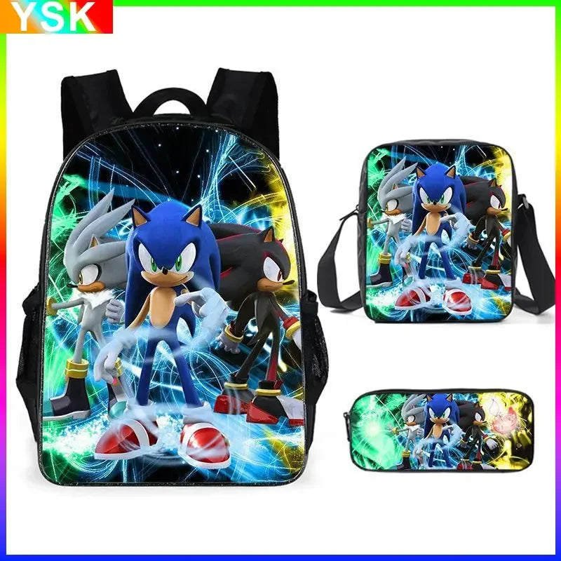 01-Set Zaino Sonic Cartoon Anime adatto per la scuola