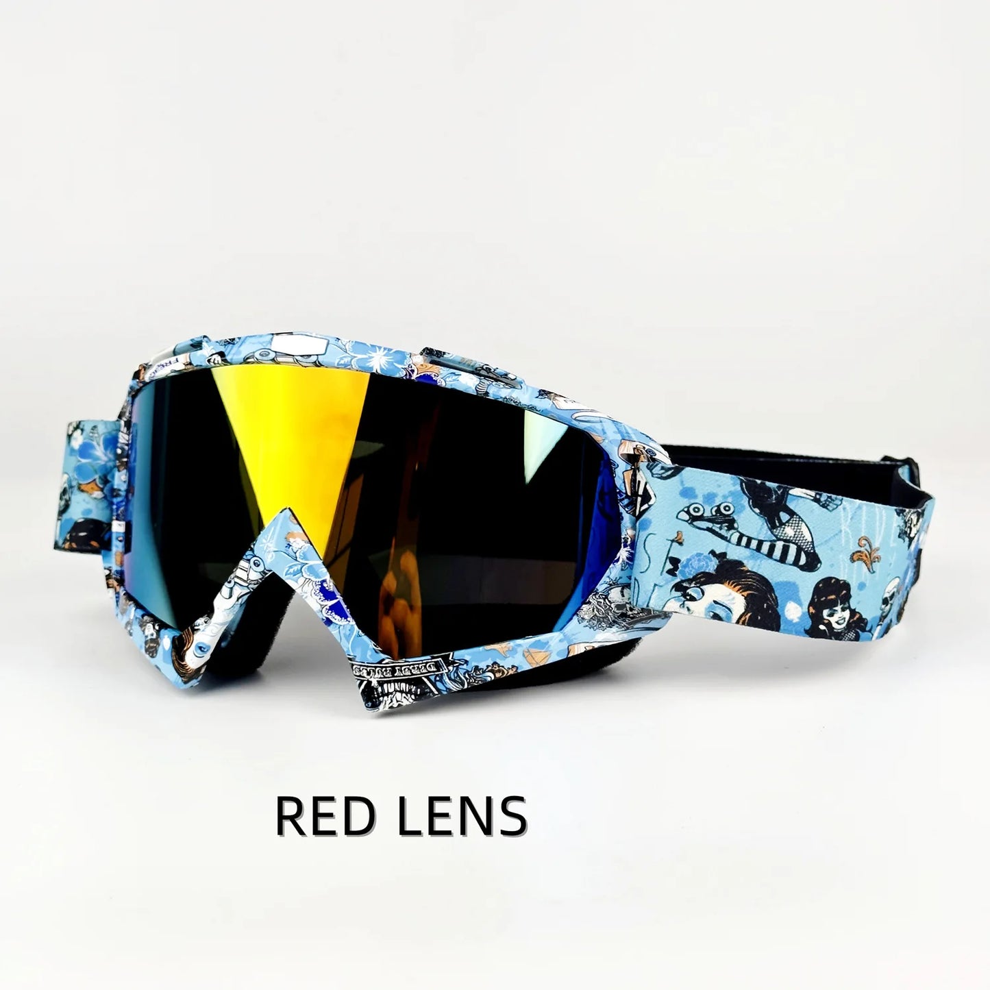 001-Occhiali Motocross e MTB – Maschera Protettiva Antivento Lenti Specchiate