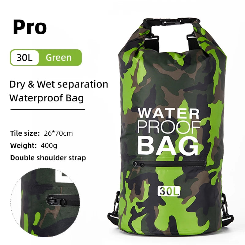 01-Zaino impermeabile 15/30L con tasca asciutta-bagnata | Kayak e trekking