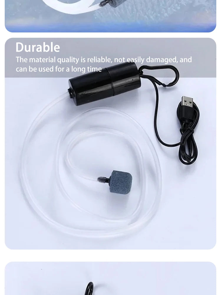 Portable USB Aquarium Air Pump:Mini Oxygenator for Fish Tanks and Aquatic Accessories