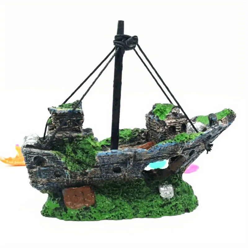 1PC Aquarium Fish Tank Landscape landscaping Pirate Wreck Ship Decor Resin Boat Ornament Accessories Decoration