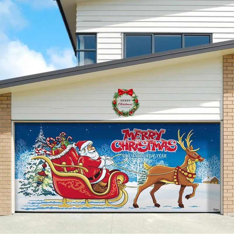 Umi Christmas Garage Door Cover Banner Large Christmas Background Hanging Garage Door Room Multi purpose Decor Christmas Poster