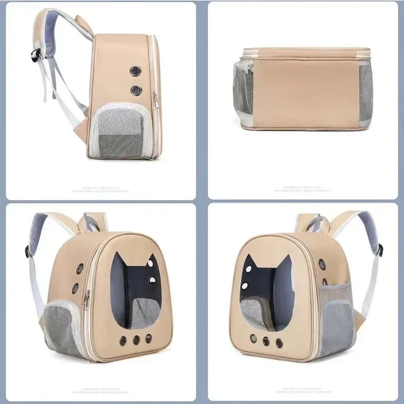 Trasportino 1Pcs Pet Carrier Backpack Outdoor PU Portable Travel Carrier Bag for Cat Small Dogs Transparent Breathable Carrying Shoulder Bag