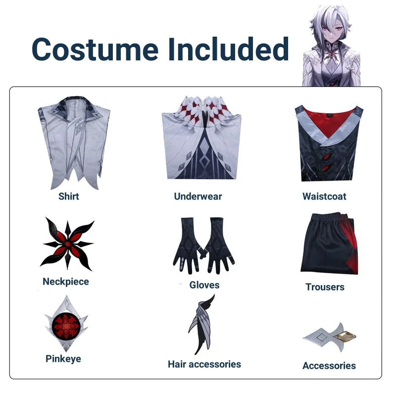 90-Costume Cosplay Arlecchino Fatui Harbinger Genshin Impact Donna
