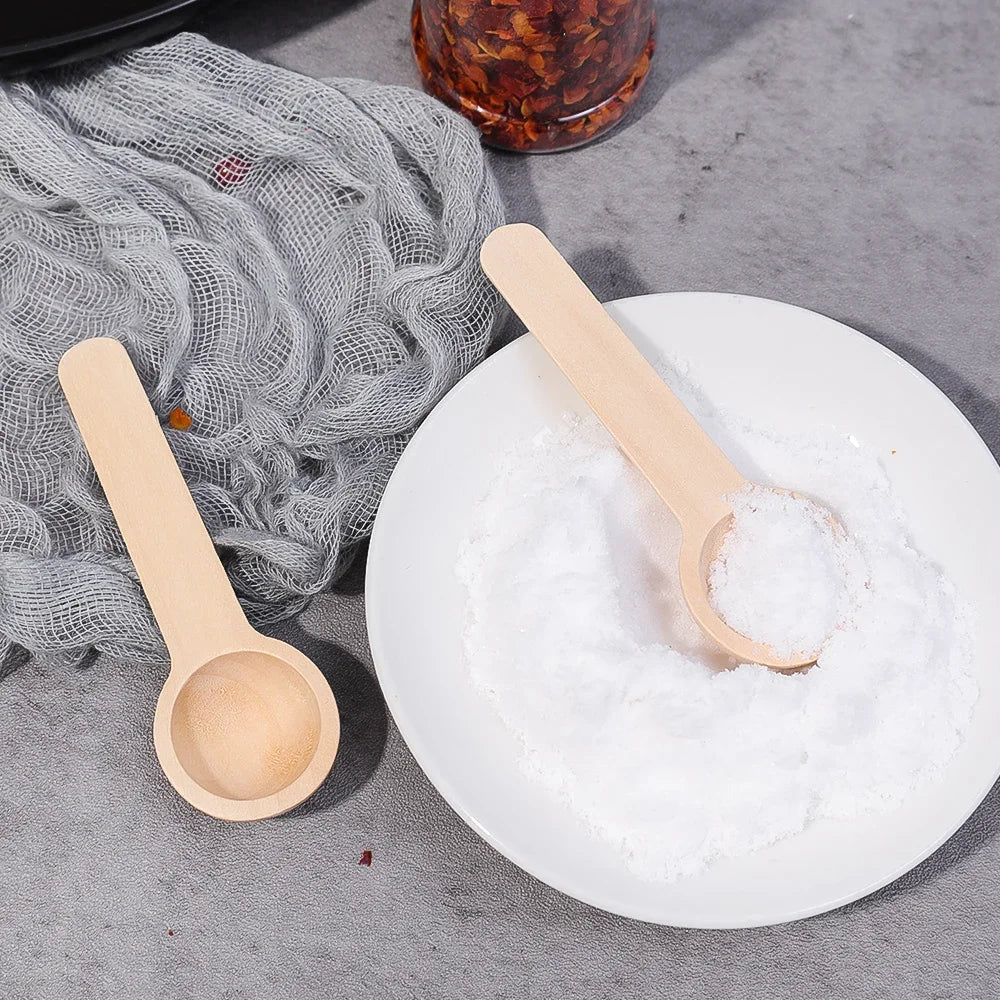 Mini Wooden Spoons Seasoning Honey Coffee Cooking Coffee Bean Salt Spice Jars Wooden Measuring Spoons Kitchen Short Handle Scoop