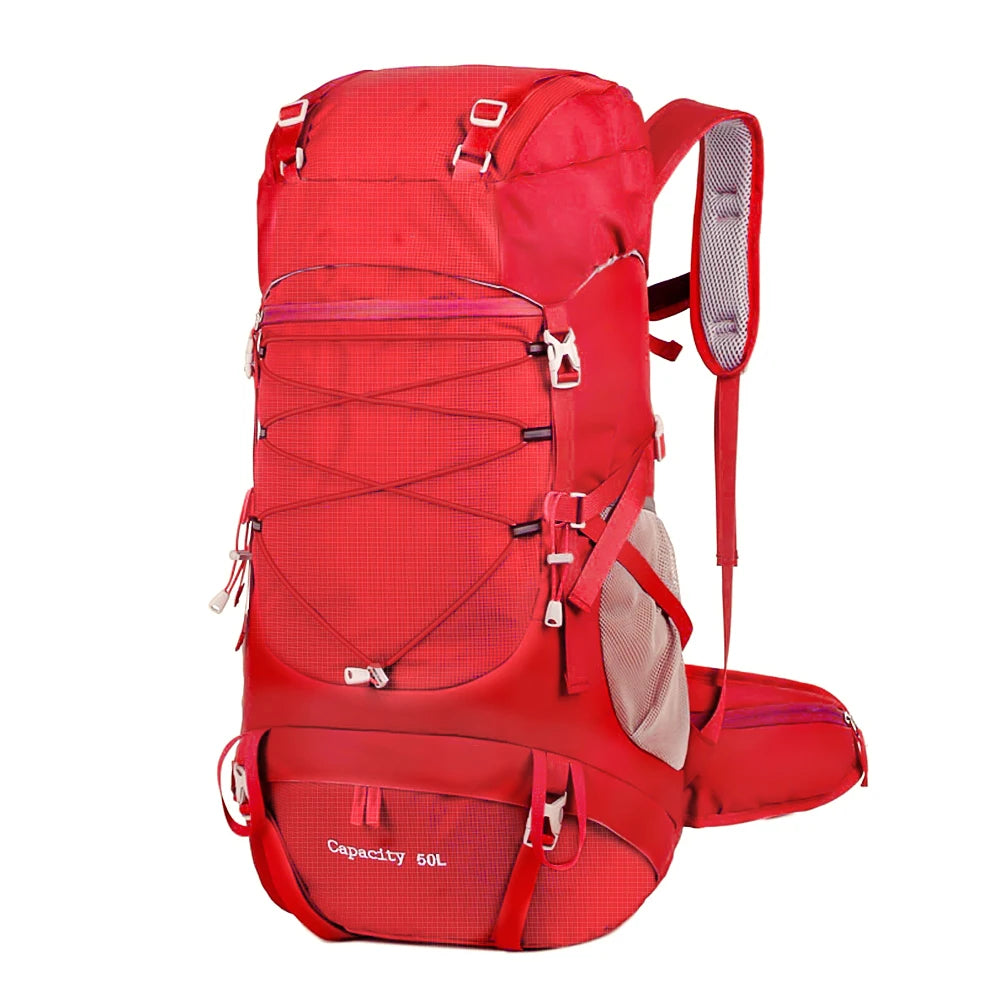 01-Zaino da trekking da 50 litri con copertura antipioggia.