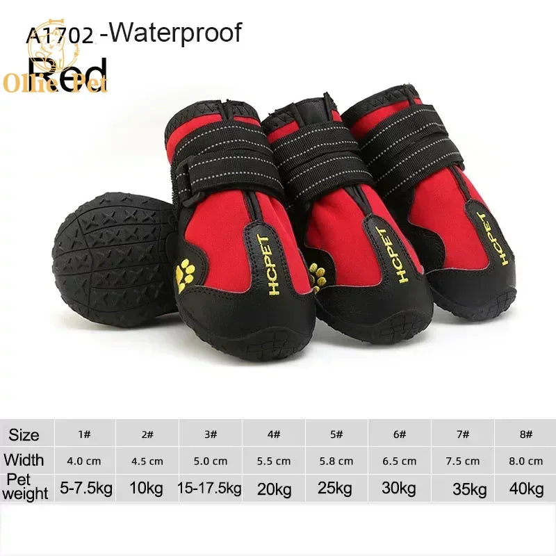 Scarpe Dog Shoes Waterproof Anti-Slip Rain Boots Warm Snow Reflective for Small Large Pet Sports Training Protect Pet Feet 4pcs