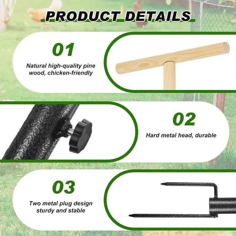 Posatoio Chicken Standing Perch Outdoor Poultry Chicken Stand Perch Toy Playground Birds Training Branch Perch with Ground Plug For