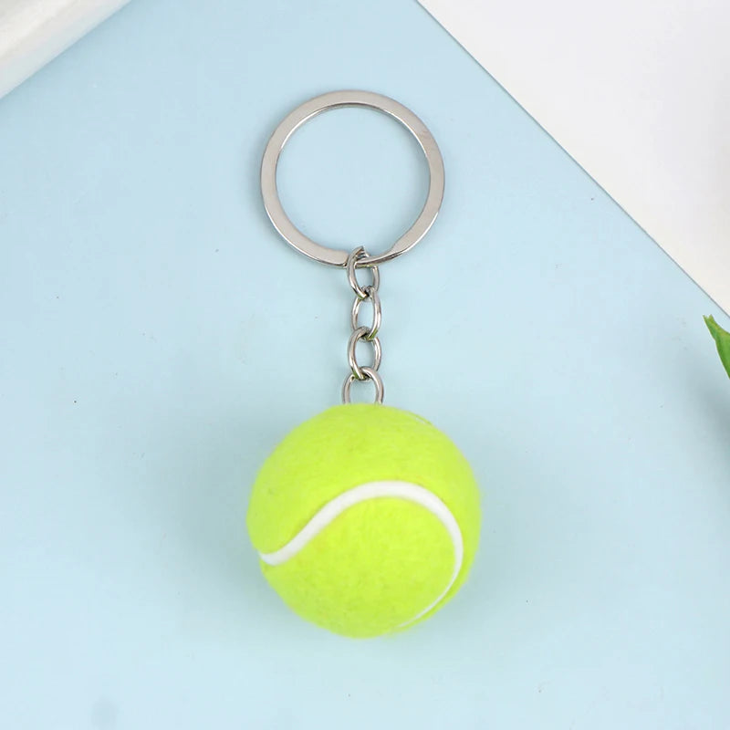 1PC Tennis Ball Key Chain Metal Keychain Car Key Chain Key Ring sports chain pendant Sport Ball Club Souvenir Teenager Fan Gift