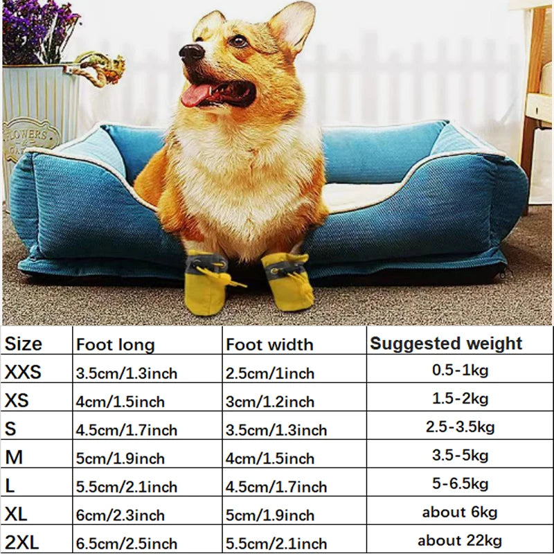 Scarpe 4pcs/set Waterproof Antiskid Puppy Shoes Winter Warm Plus Velvet Anti-slip Rain Snow Boots For Small Dog Cats Snow Socks