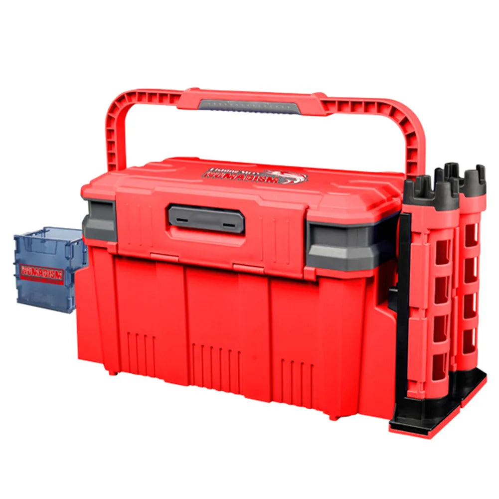 19.5L Fishing Tackle Box Multifunction Fishing Box Large Capacity Stand Rod Holder Cup Holder Storage Box Fishing Accessories