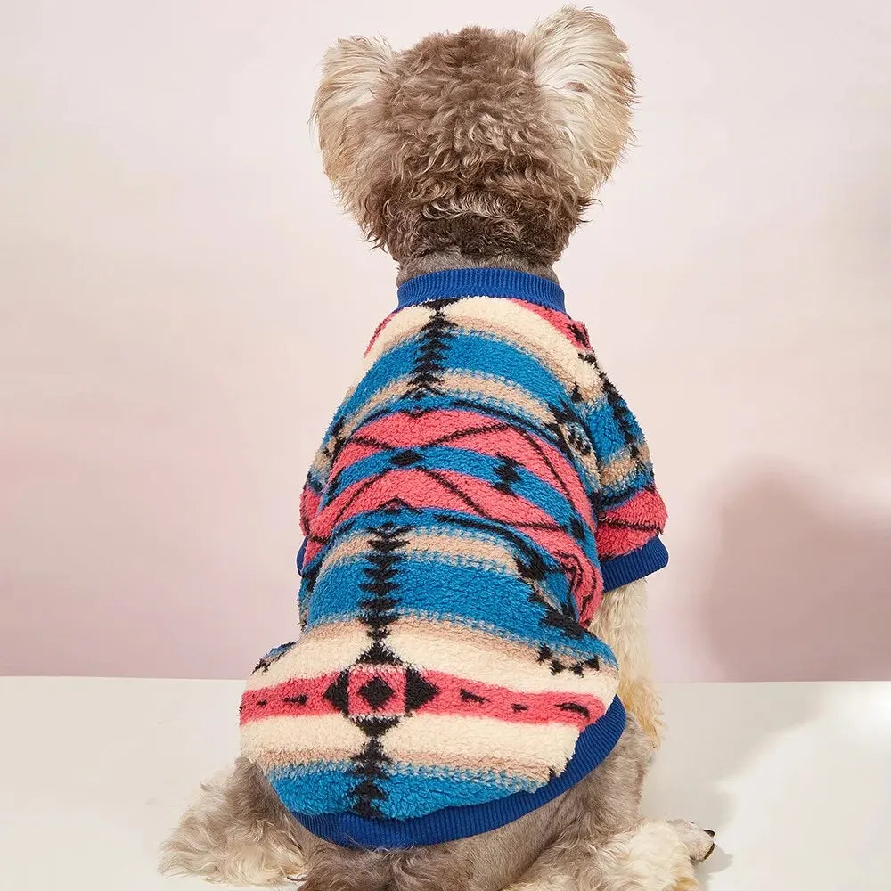 Vestiti Autumn and Winter Cat and Dog Clothes Cute Striped Plush Polyester Sweatshirt Pet Clothes Durable Stain-resistant Pet Sweats