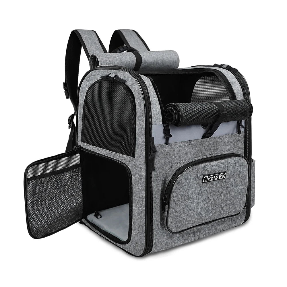 Trasportini Dog Carrier Bag Pet Double Shoulder Backpack Sturdy Frame Breathable Foldable Dog Double Doors Bag Fits 20 lbs Pets Travel Set