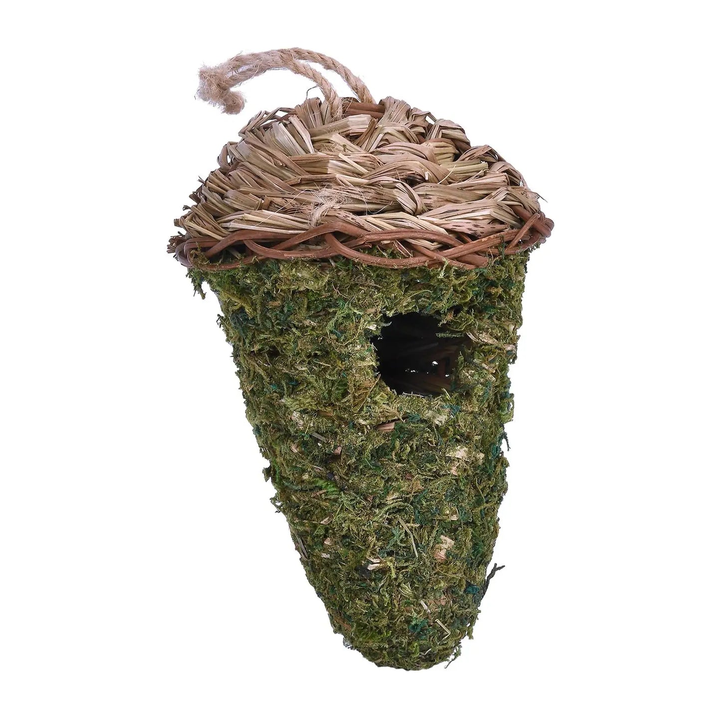 27-Casetta per uccelli intrecciata per patio esterno da giardino.