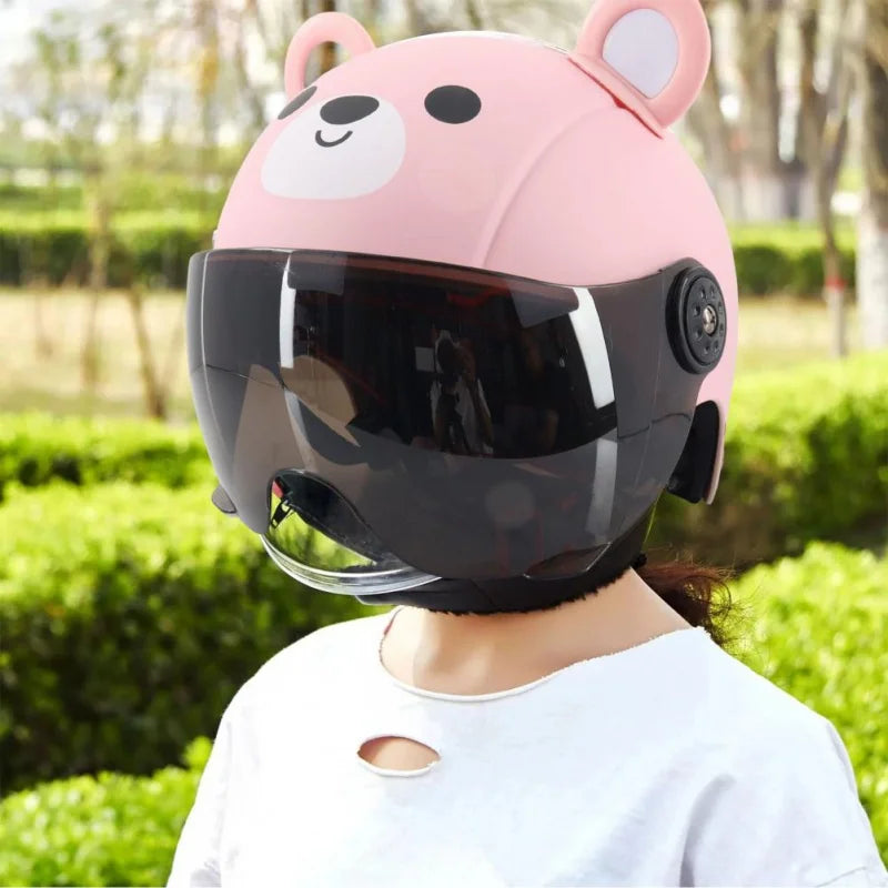 50-Casco per bambini regolabile – Design orsetto, sicurezza bici e skate
