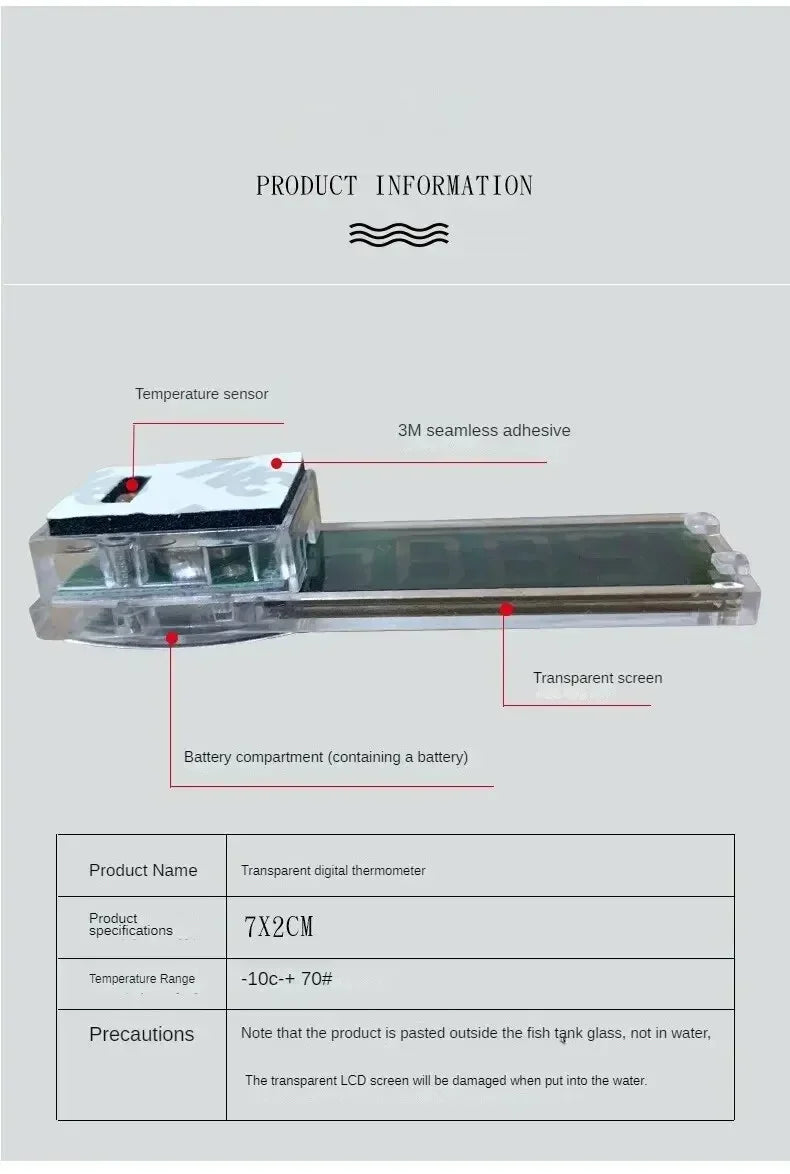 1PCs Electronic LCD Digital Fish Tank Temperature Aquarium Thermometer Measurement Fish Tank Temp Meter Aquarium Accessories