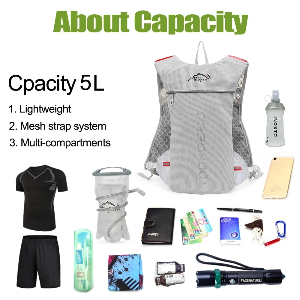 01-Zaino Trail Running 5L ultraleggero con sacca idrica 2L