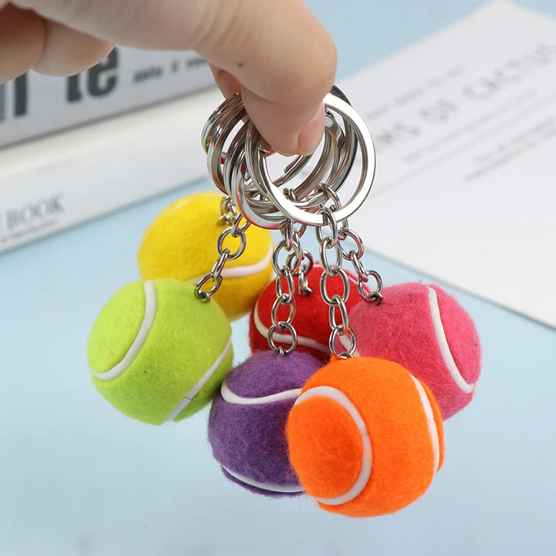 1PC Tennis Ball Key Chain Metal Keychain Car Key Chain Key Ring sports chain pendant Sport Ball Club Souvenir Teenager Fan Gift