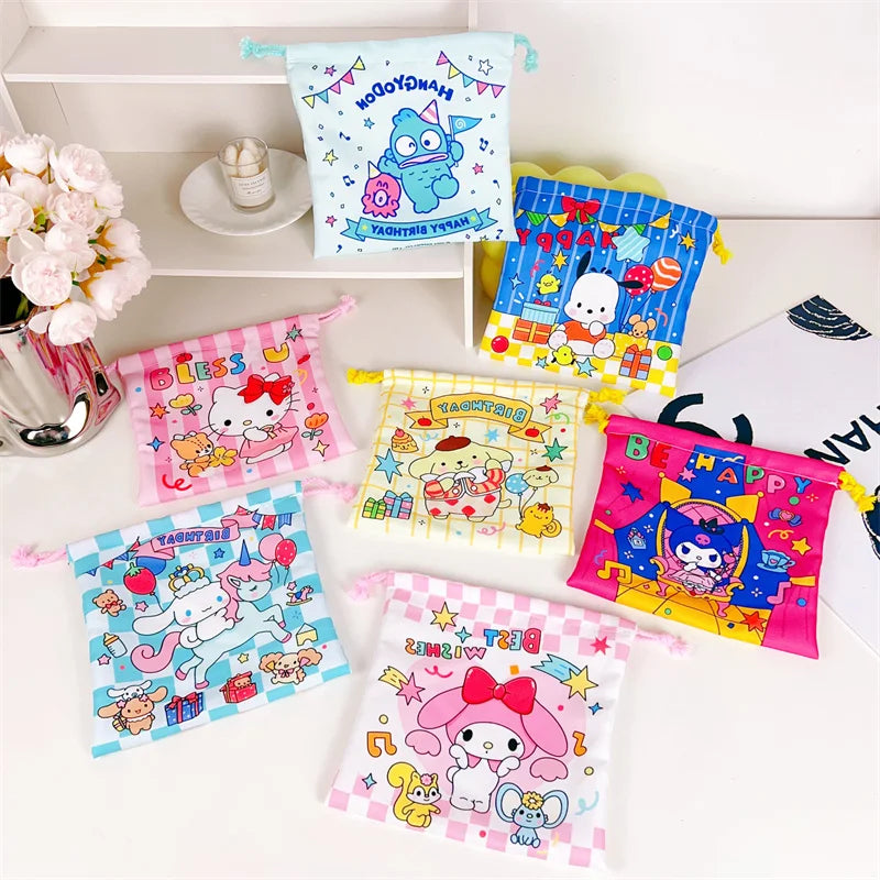 01-Borsa con coulisse Sanrio Cute Kuromi My Melody Cinnamoroll stile giapponese