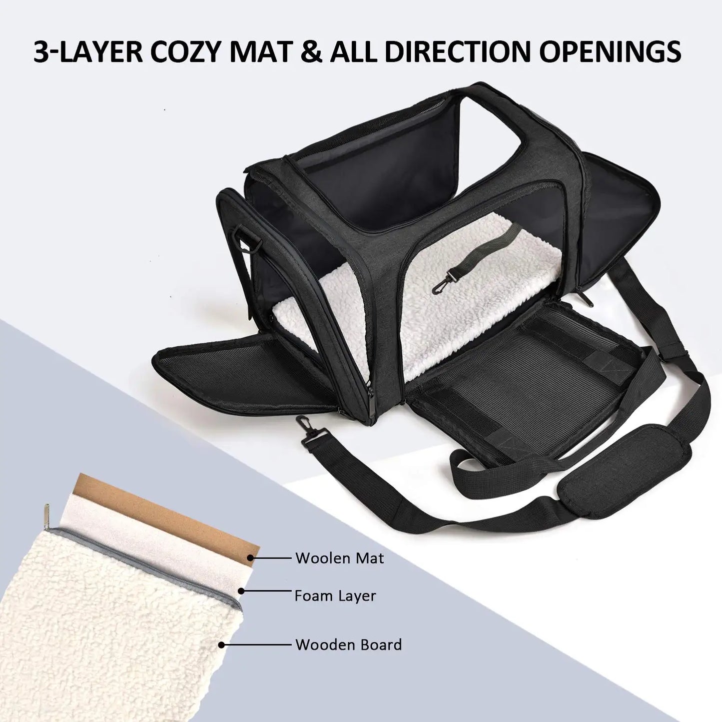 Trasportini Dog Carrier Bag Soft Side Backpack Pet Carriers Travel Bags Airline Approved Transport For Cats Puppies up to 15 Lbs Outgoing