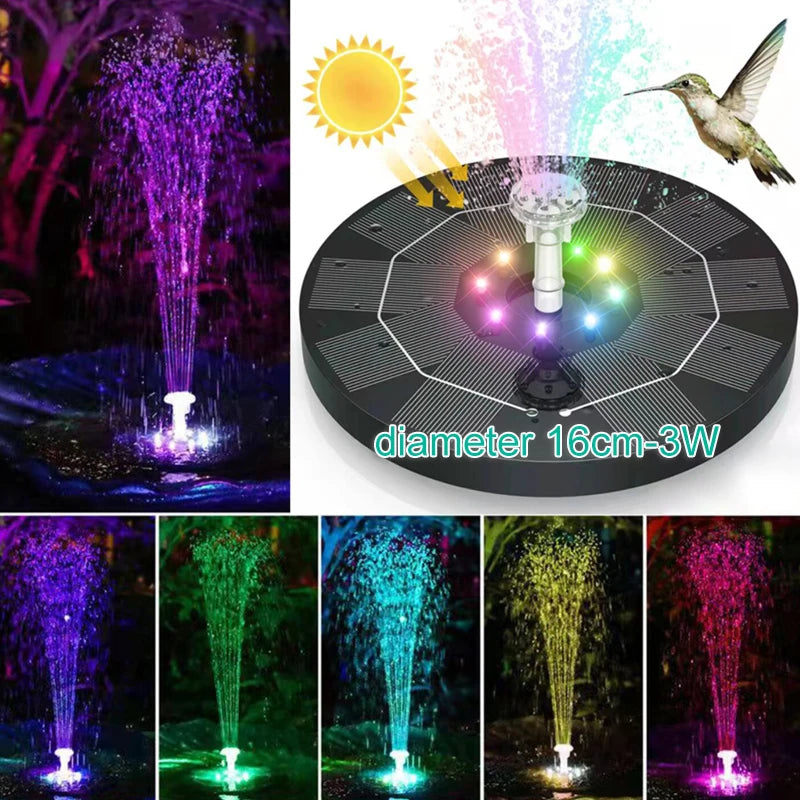 Solar Bird Bath Fountain Pump with Colored LED Lights, Battery and Solar Powered Bird Bath Fountain for Bird Bath Garden, Pond