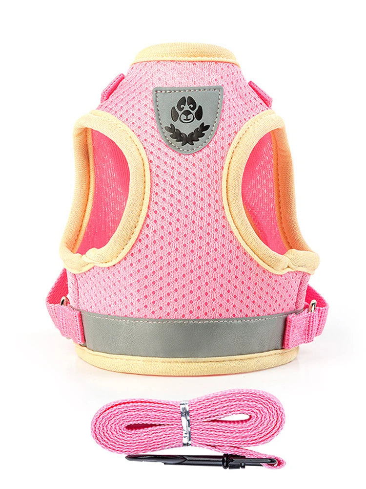 Puppy Dog Harness Leash Rope Set Breathable Summer Mesh Dogs Harness Vest Reflective Pet Cat Chest Straps Chihuahua Yorkies