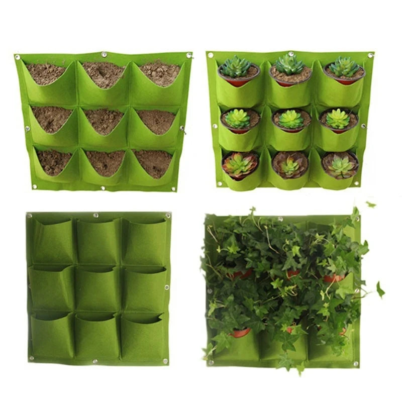 Plant growth bag, Felt Vertical Wall Planter Outdoor Herb Vegetable Hanging Garden Plant Holder for Railing, Balcony, Fence