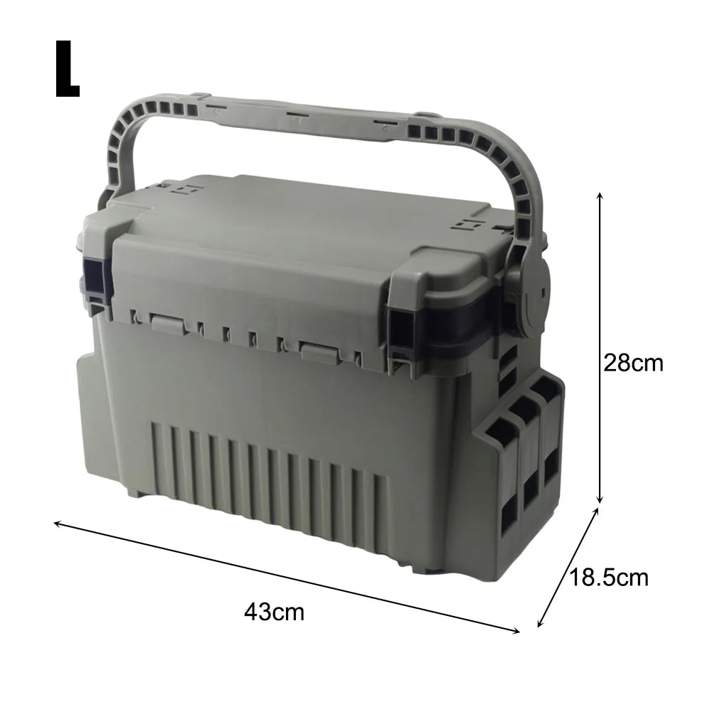 19.5L Fishing Tackle Box Multifunction Fishing Box Large Capacity Stand Rod Holder Cup Holder Storage Box Fishing Accessories