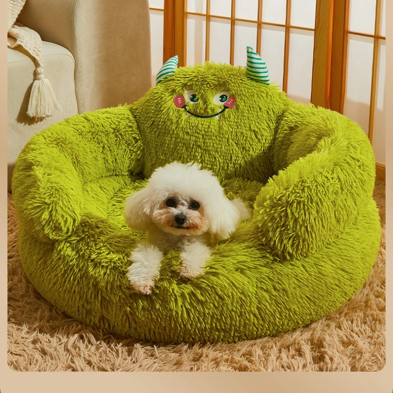 Nido invernale caldo per animali domestici Lavabile Verde Cartoon Monster Semi chiusa Casa per cani adatta per forniture per cani/gatti di medie e grandi dimensioni