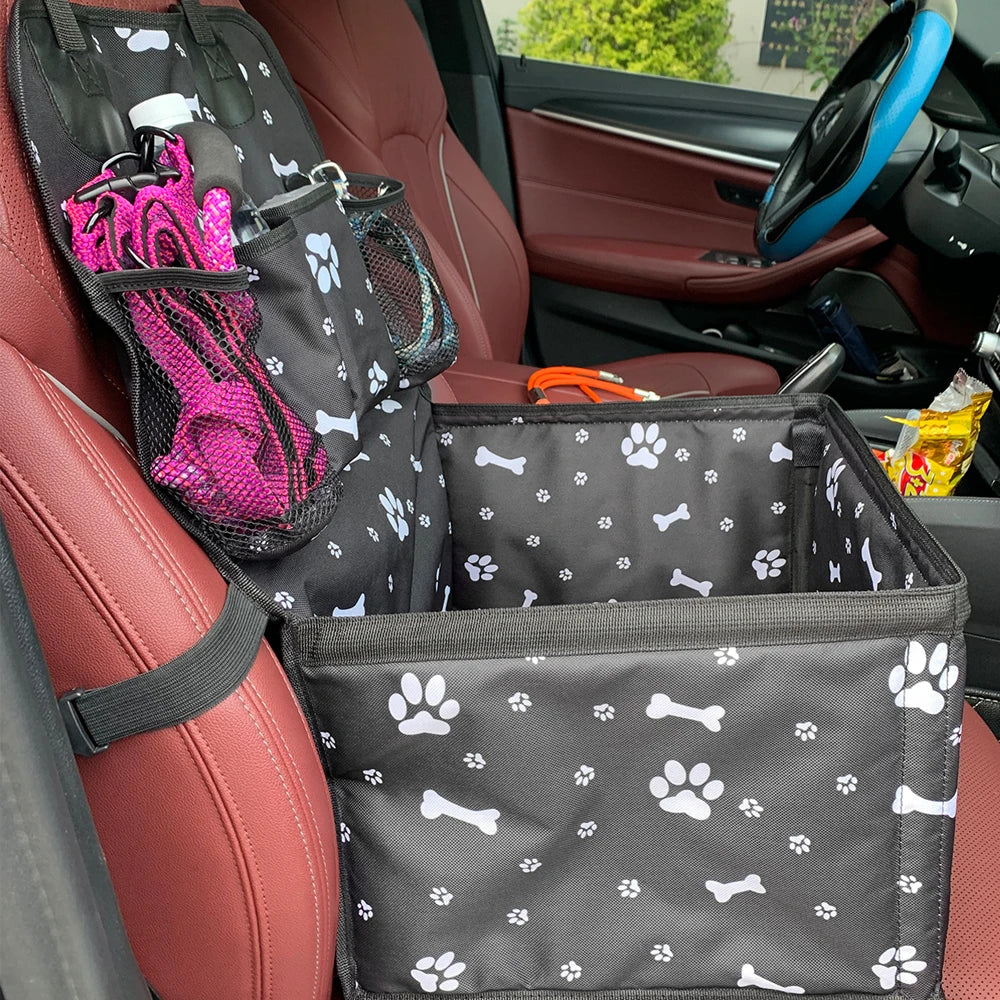 Seggiolino auto per cani con tasche portaoggetti, sedile anteriore per auto durevole antigraffio per animali domestici per cani di piccola taglia e media