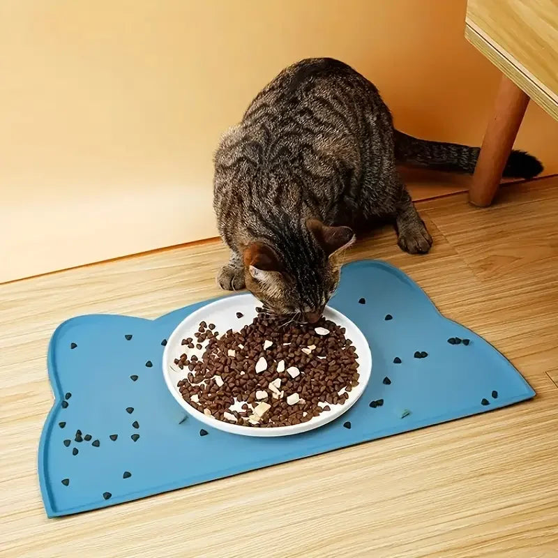 1pc Waterproof Silicone Pet Food Mat - Non-Slip Easy To Clean Perfect For Dogs And Cats
