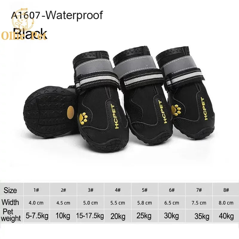 Scarpe Dog Shoes Waterproof Anti-Slip Rain Boots Warm Snow Reflective for Small Large Pet Sports Training Protect Pet Feet 4pcs
