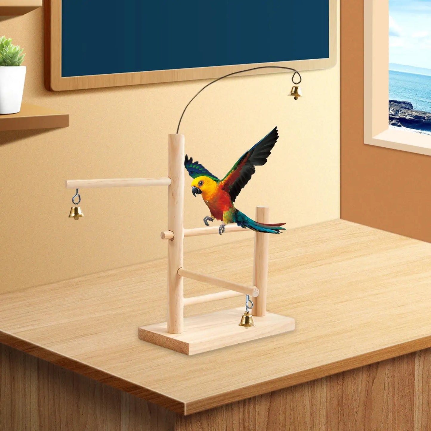 Posatoio Bird Perch Stand Practical Bird Training Stand Play Stand Training Perch for Lovebirds Cockatoo Macaw Cockatiels Activity Toy