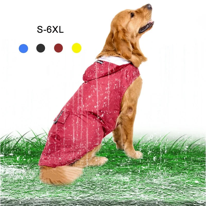 Vestiti Big dog raincoat reflective waterproof windproof hooded raincoat large dog clothing outdoor raincoat dog clothing jacket