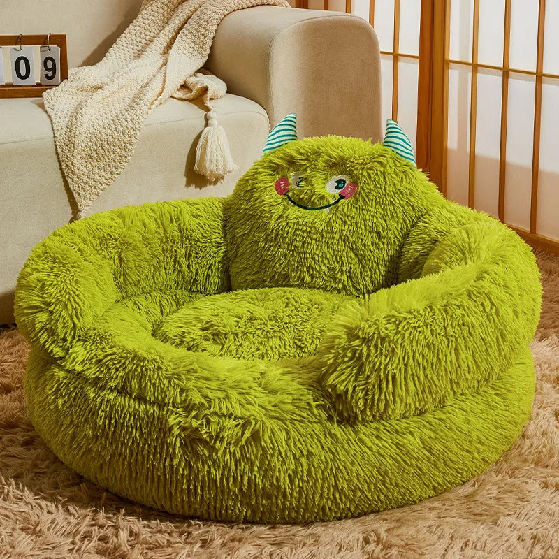 Nido invernale caldo per animali domestici Lavabile Verde Cartoon Monster Semi chiusa Casa per cani adatta per forniture per cani/gatti di medie e grandi dimensioni