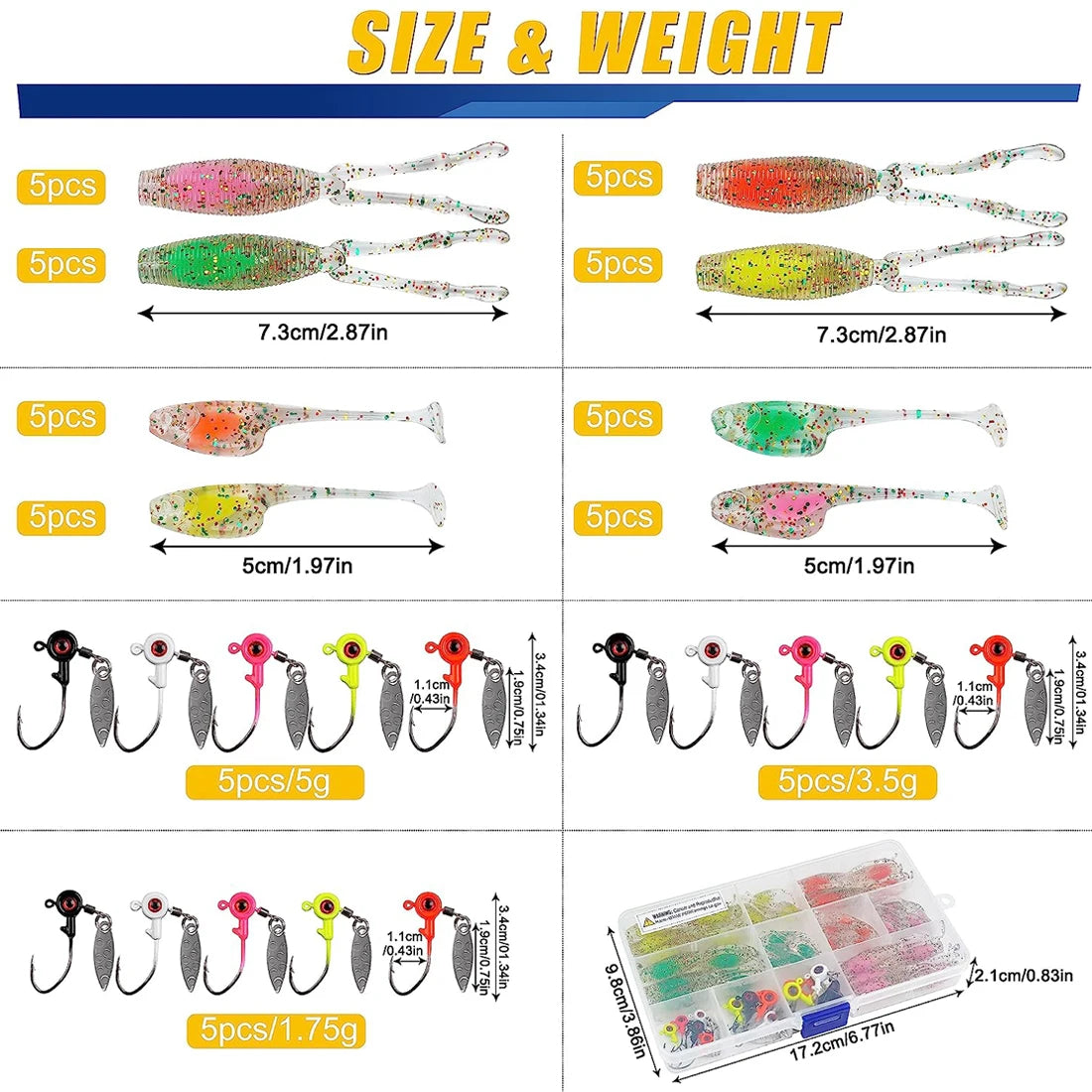 26-Kit Esche Morbide + Jig Heads esche artificiali.