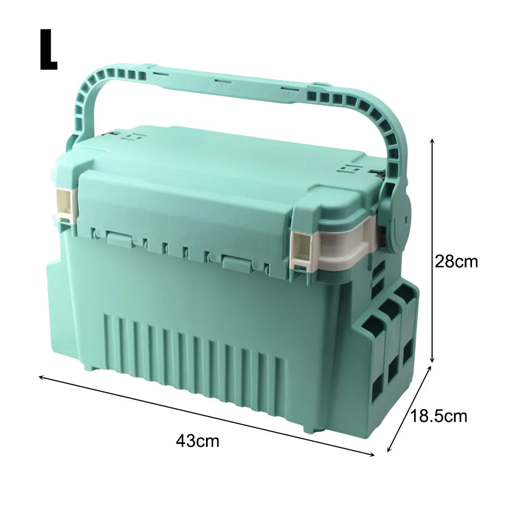 19.5L Fishing Tackle Box Multifunction Fishing Box Large Capacity Stand Rod Holder Cup Holder Storage Box Fishing Accessories