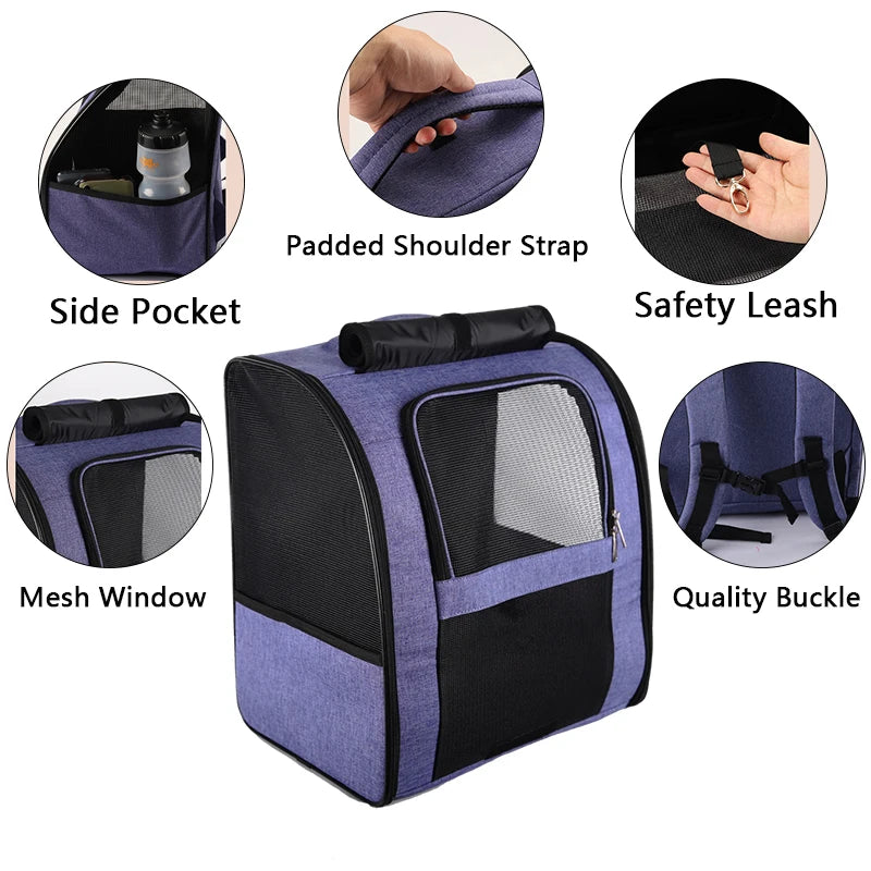 Trasportini Pet Cat Backpacks Breathable Outdoor Cat Carrier Shoulder Bag for Small Dogs Cats Portable Travel Folding Backpack Pet Supplies