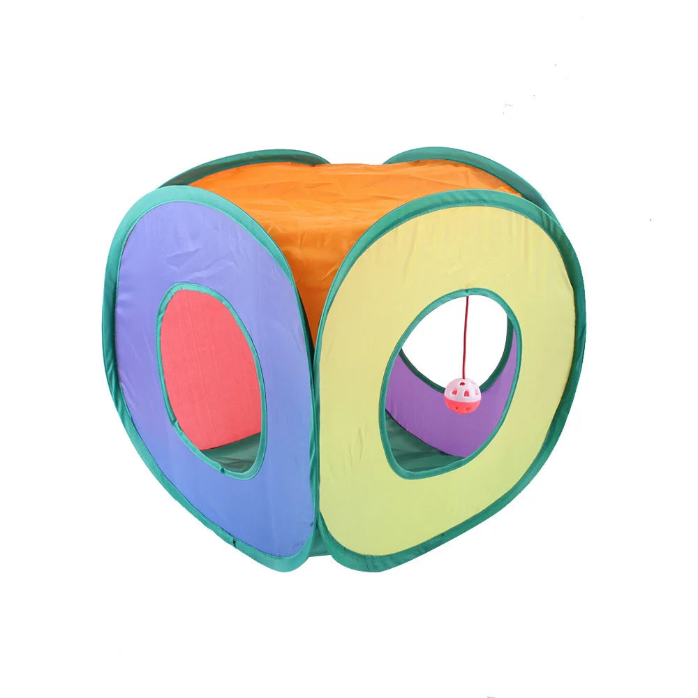 Practical Cat Tunnel Pet Tube Collapsible Play Toy rainbow Tunnel Indoor Outdoor Kitty Puppy Toys for Puzzle Exercising Hiding