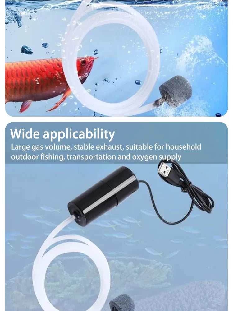 Portable USB Aquarium Air Pump:Mini Oxygenator for Fish Tanks and Aquatic Accessories