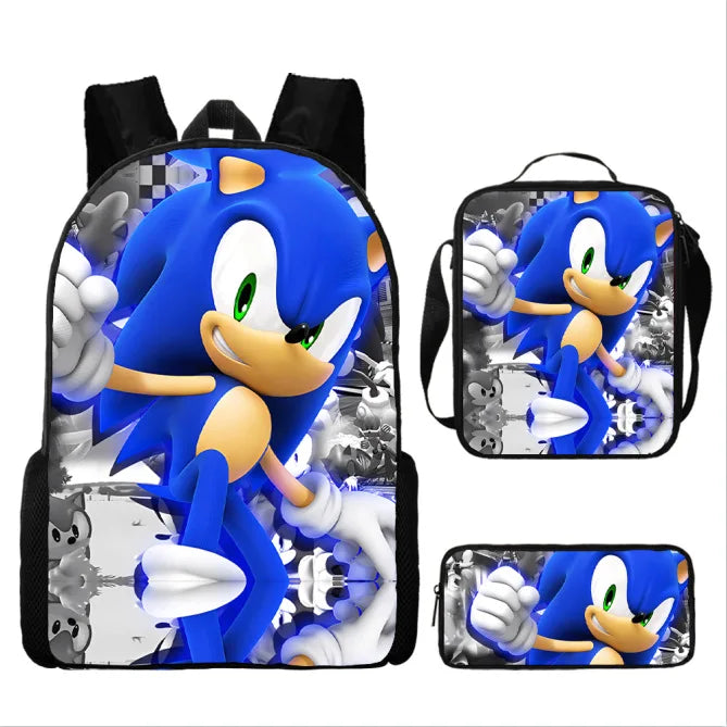 01-Set Zaino Sonic Cartoon Anime adatto per la scuola