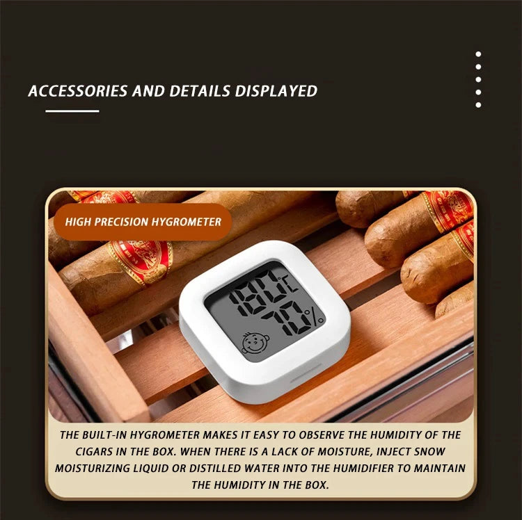 Portable Sealed Cigar Box Humidor Cedar WoooShelf Multifunction with Hygrometer PP MateriaCapacity 100 pcs