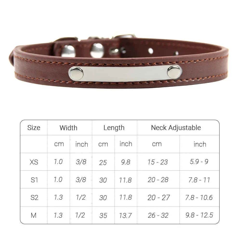 PU Leather Cat Collar Personalized Kitten Collar ID Name Engraving Pet Neck Starp For Cat Small Dog Puppy Accessories Necklace