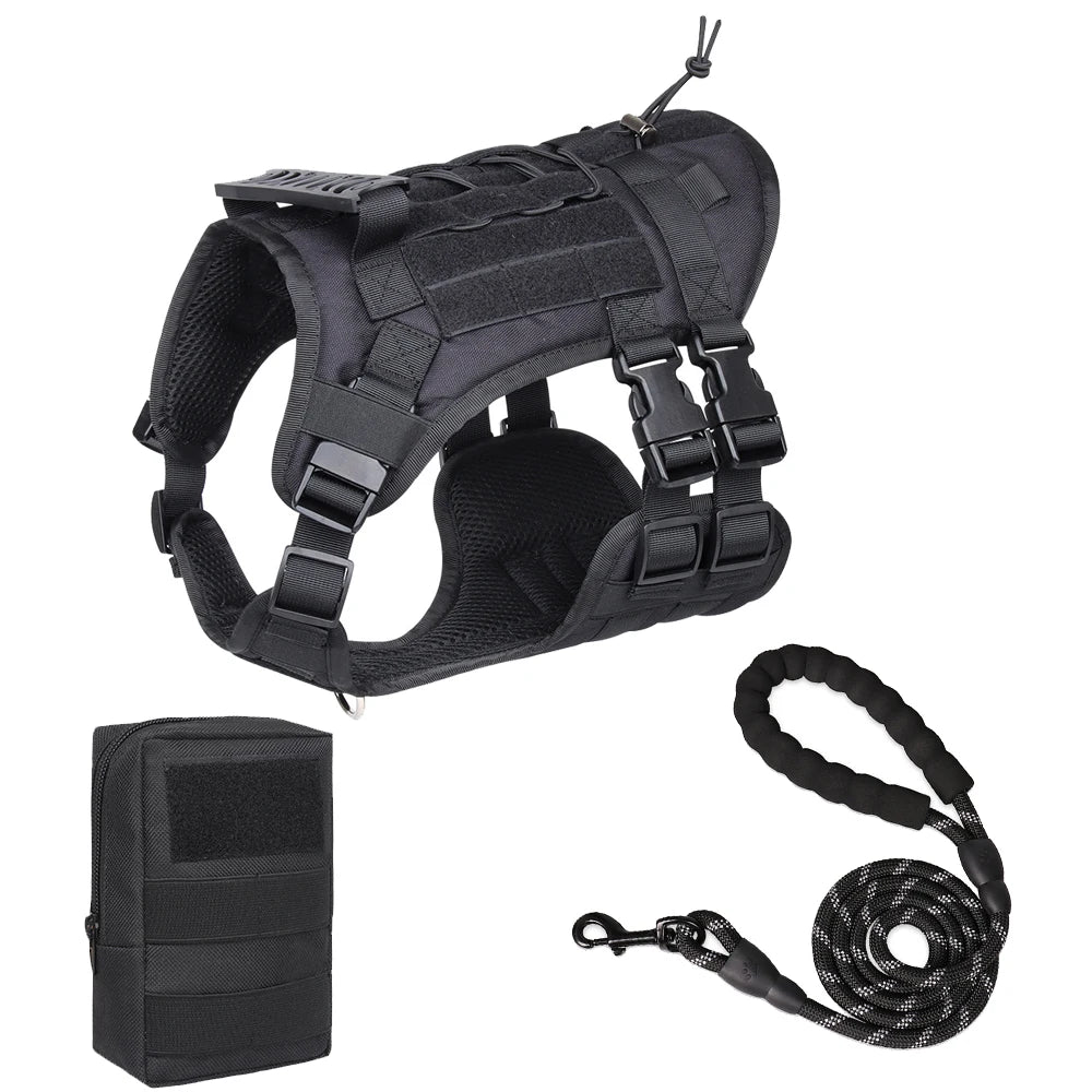 Pettorina Tactical Dog Harness with Handle and Leash Military Dog Walking Accessory for Rottweiler Medium Large Dog Puppy Harness