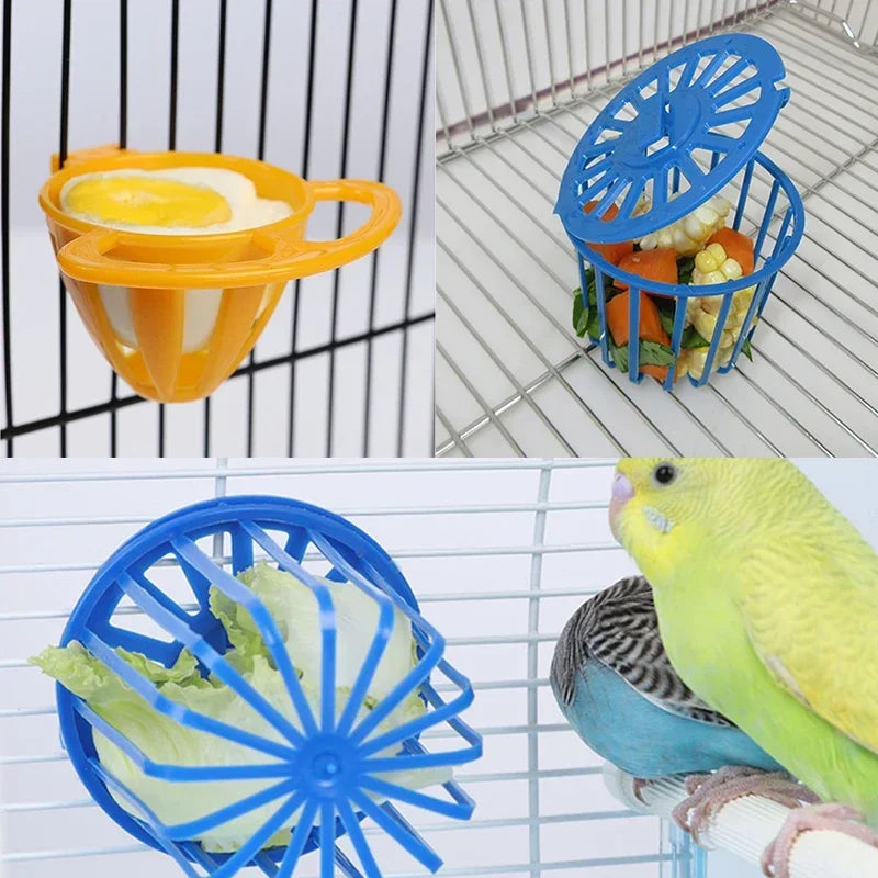 1pcs Bird Parrot Feeder Cage Fruit Vegetable Holder Cage Accessories Hanging Basket Container Toys Pet Budgie Cage Supplies
