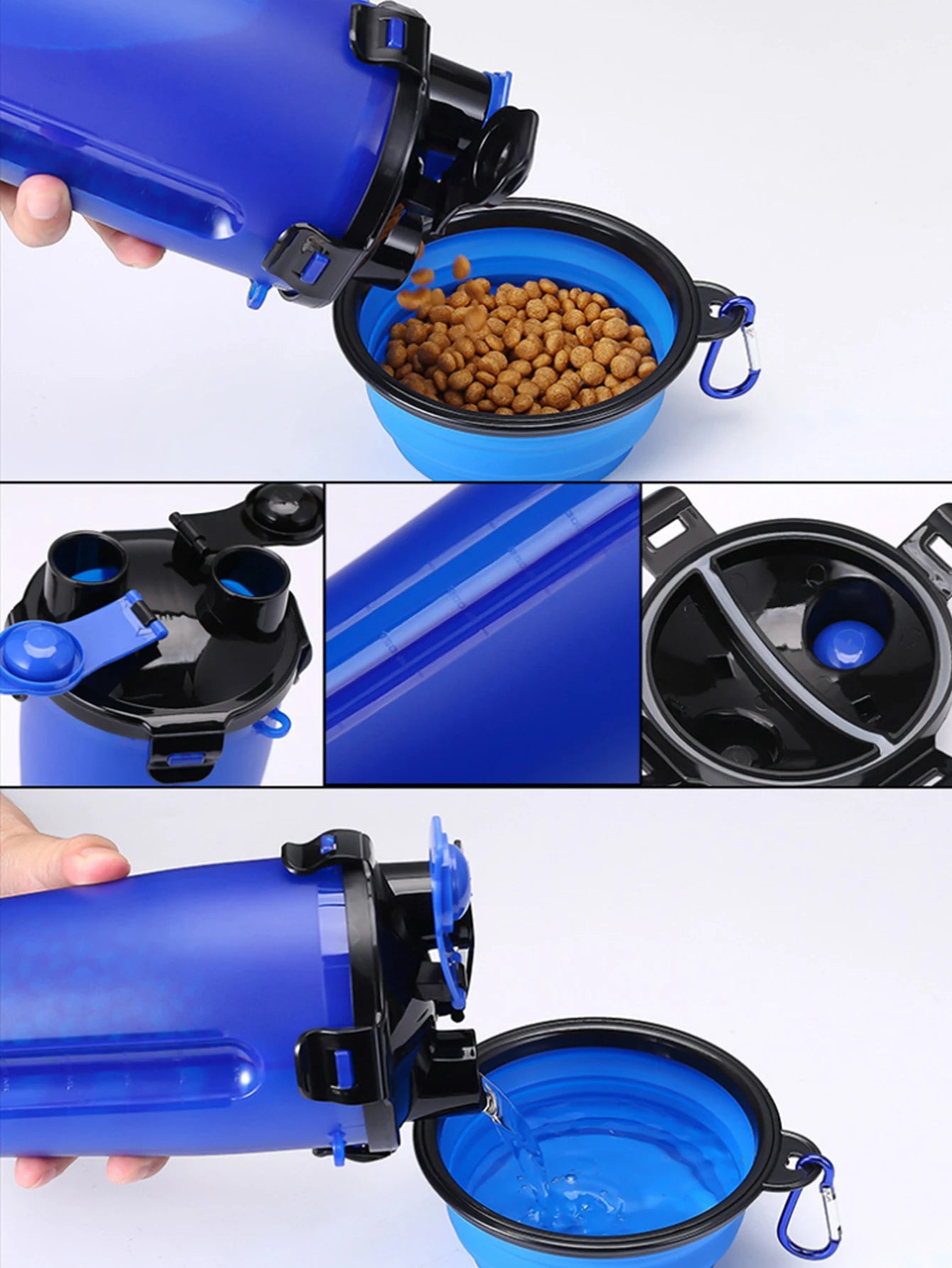 2 IN 1 Dogs Travel Water Bottle Collapsible Pet Food Container with Collapse Outdoor Double Used Bowls Drink Cup Outdoor